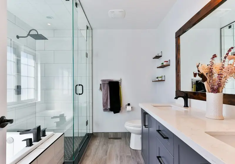 Renovated bathroom with new fixtures